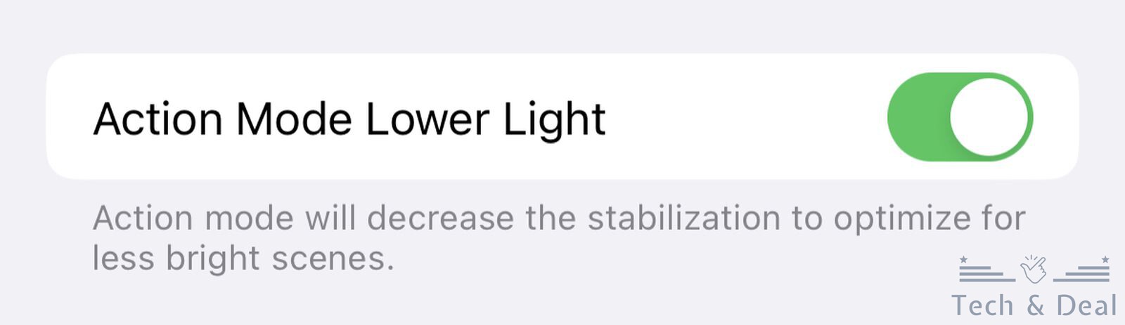 iphone 14 pro settings action mode lower light